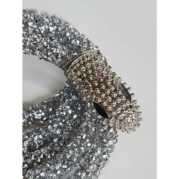 ✨💎🐍 Snake Rhinestone Bendable Design Blingy Statement Open Choker Necklace NEW - Picture 11 of 16